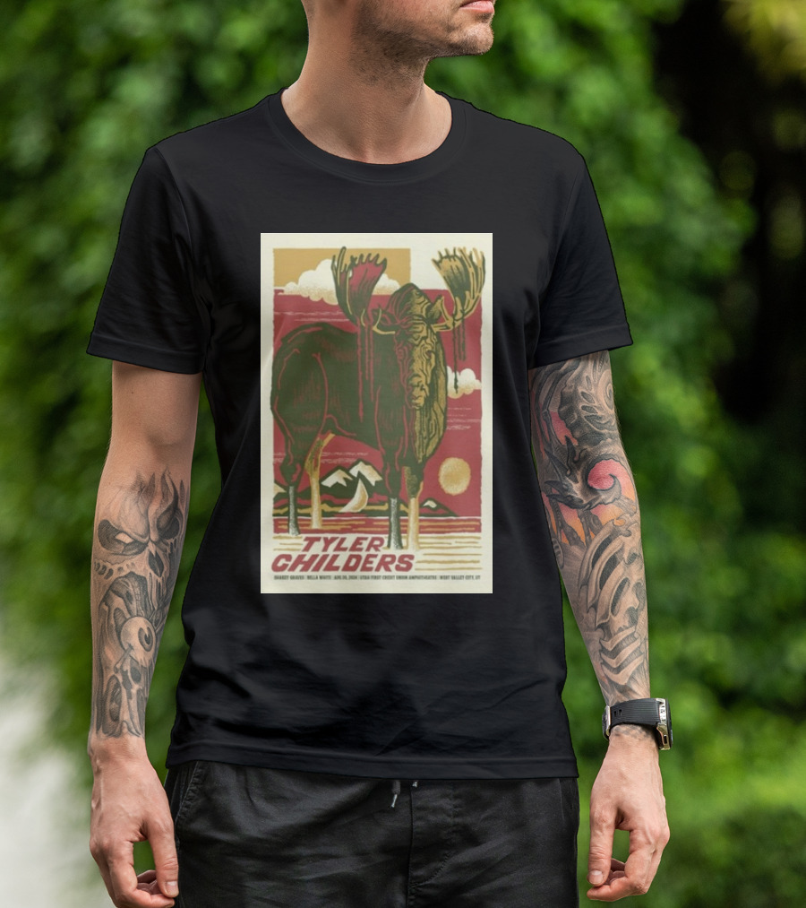 Tyler Childers USANA Amphitheatre August 20 2024 Moose And Mountain Art West Valley City T-Shirt