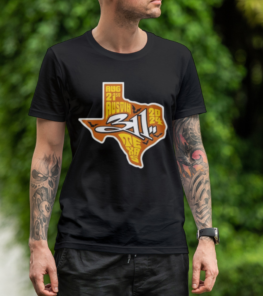 August 21 2024 Austin Texas 311 Band Concert Map T-Shirt
