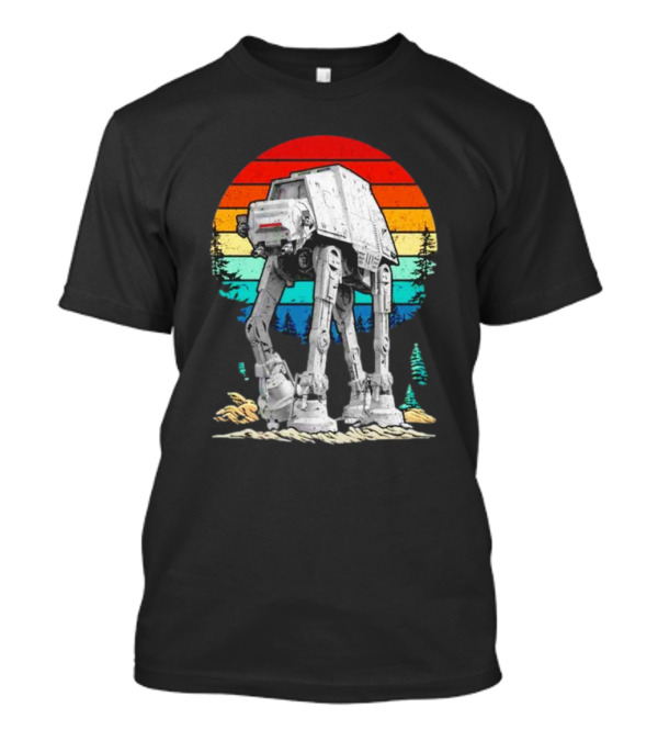 AT-AT Against A Retro Rainbow Sunset Vintage Walker T-Shirt