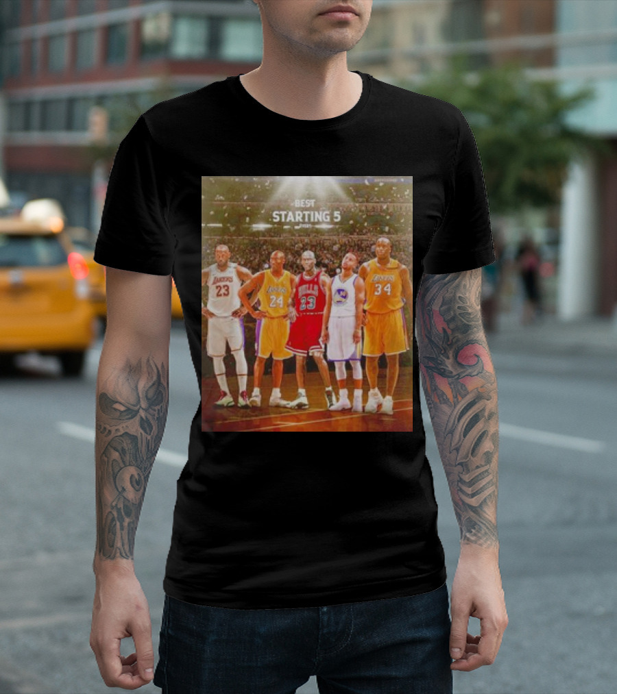 Best Starting 5 Ever LeBron Kobe Michael Steph Shaquille Basketball Legends T-Shirt