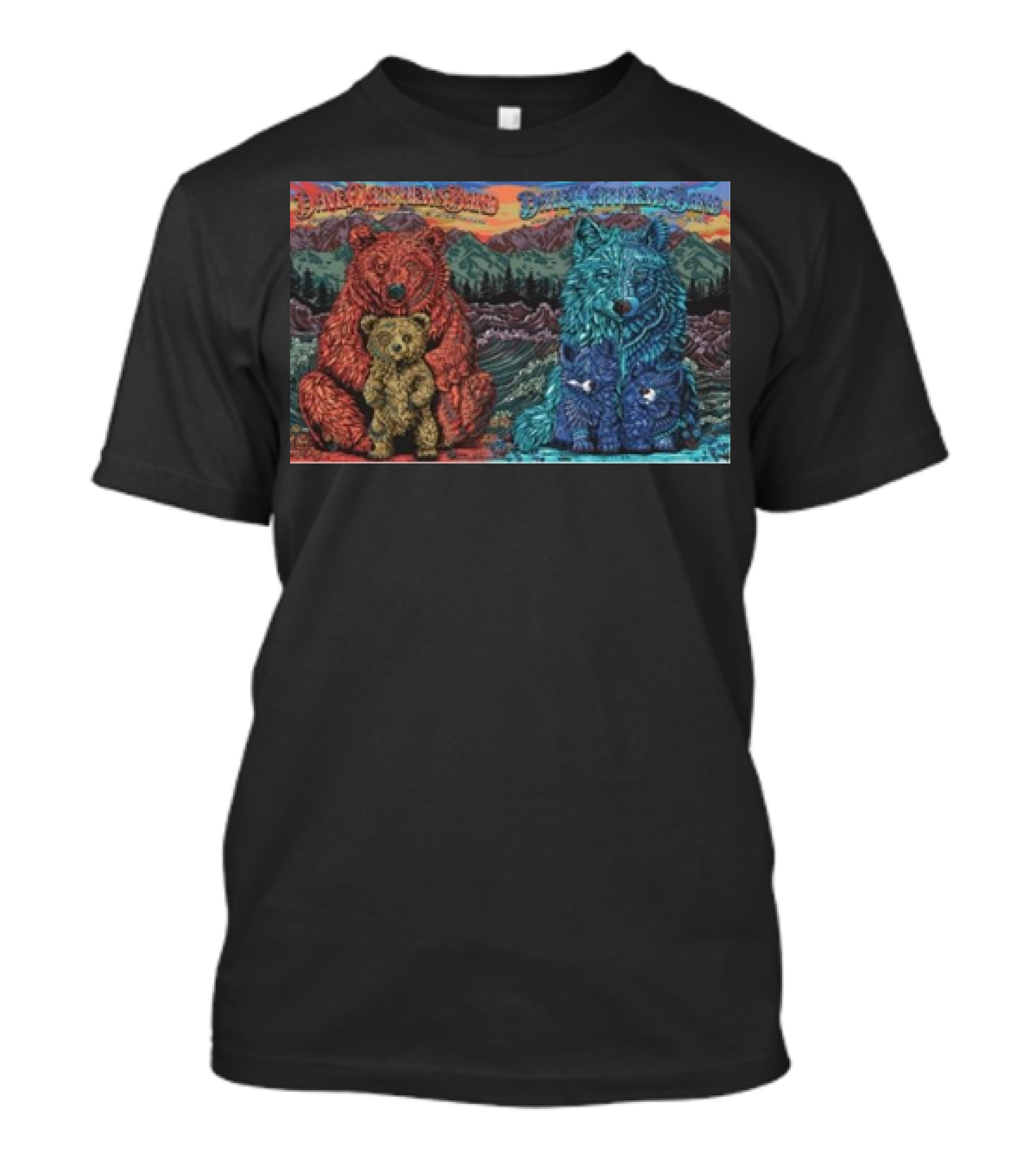 Dave Matthews Band Fiddler’s Green Amphitheatre Englewood Co Aug 23-24 2024 Bears And Wolves Mountain Sunset T-Shirt