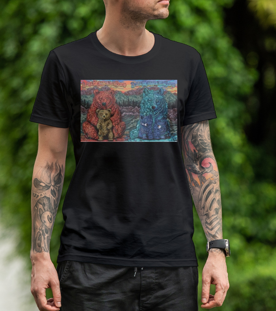 Dave Matthews Band Fiddler’s Green Amphitheatre Englewood Co Aug 23-24 2024 Bears And Wolves Mountain Sunset T-Shirt