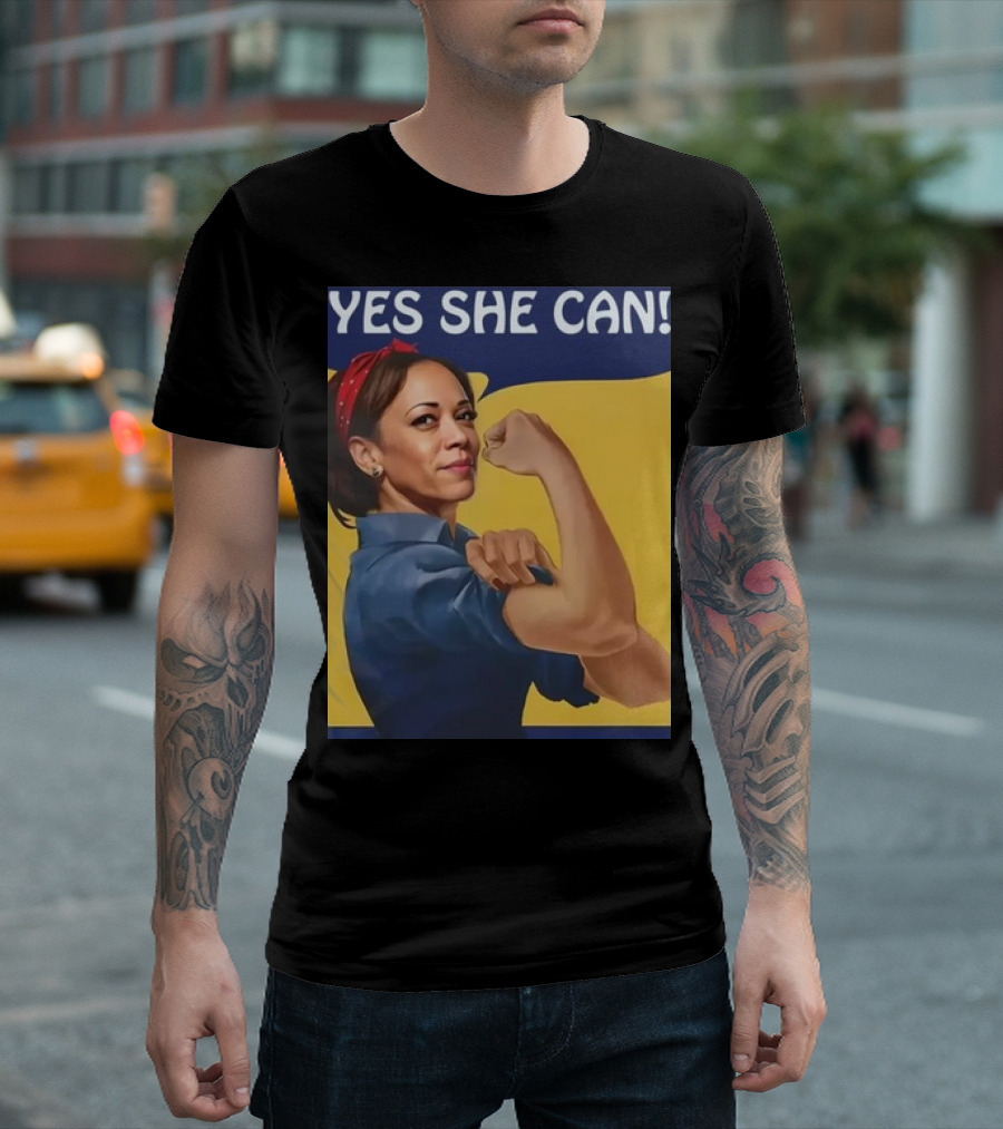Kamala Harris Yes She Can 2024 Rosie the Riveter T-Shirt