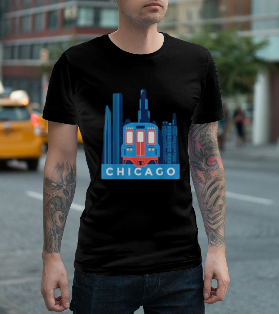 Chicago Skyline El Train T-Shirt