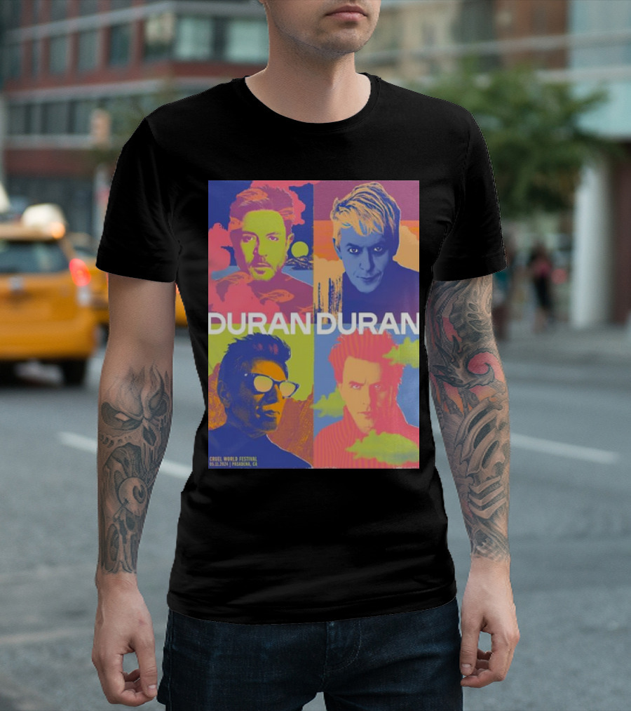 Duran Duran July 30 2024 Pula Arena in Pula Croatia Colorful Portraits and Pastel Pop T-Shirt
