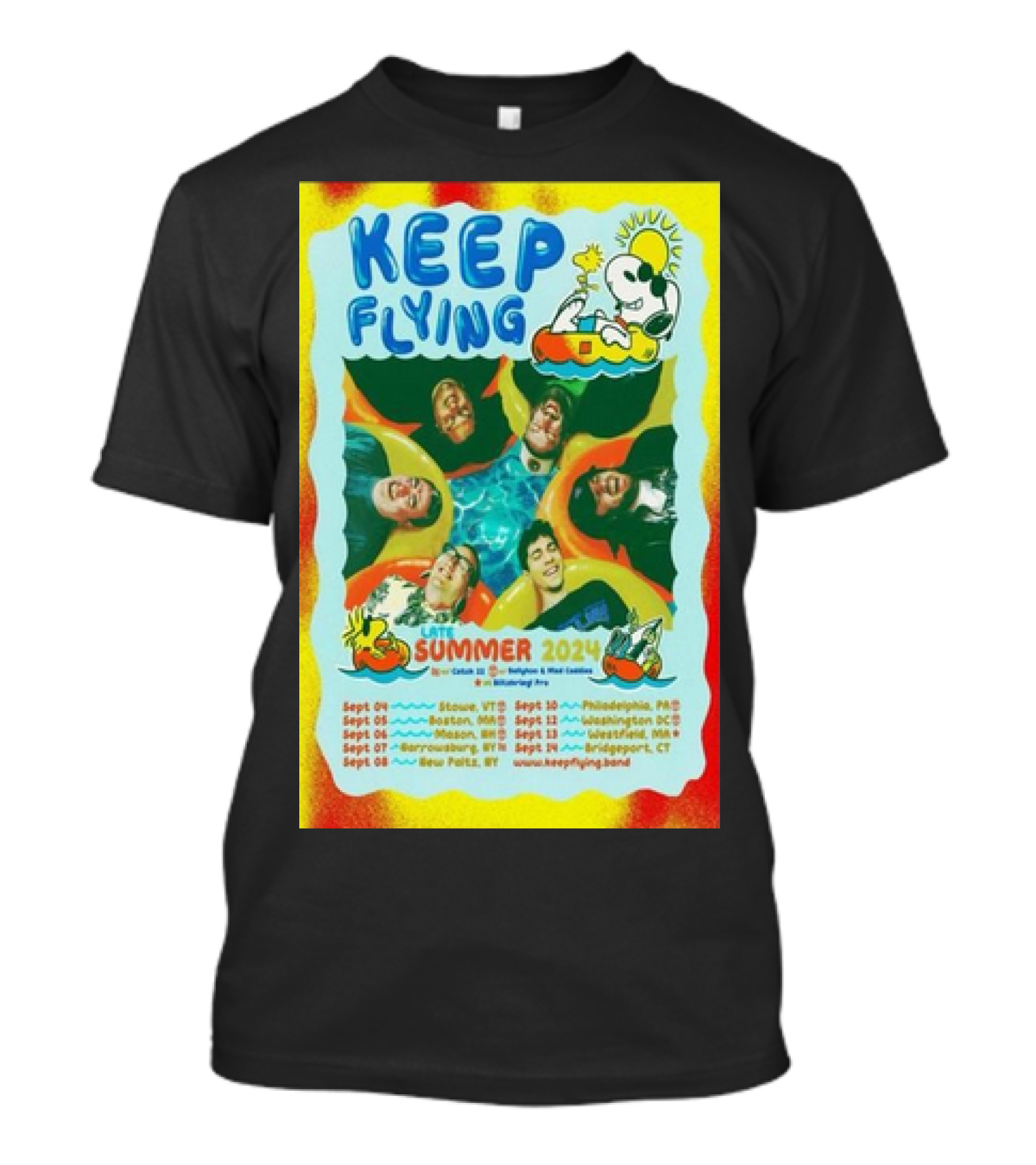 Keep Flying Peanuts Themed Late Summer Tour September 2024 Snoopy Woodstock Pool Party T-Shirt