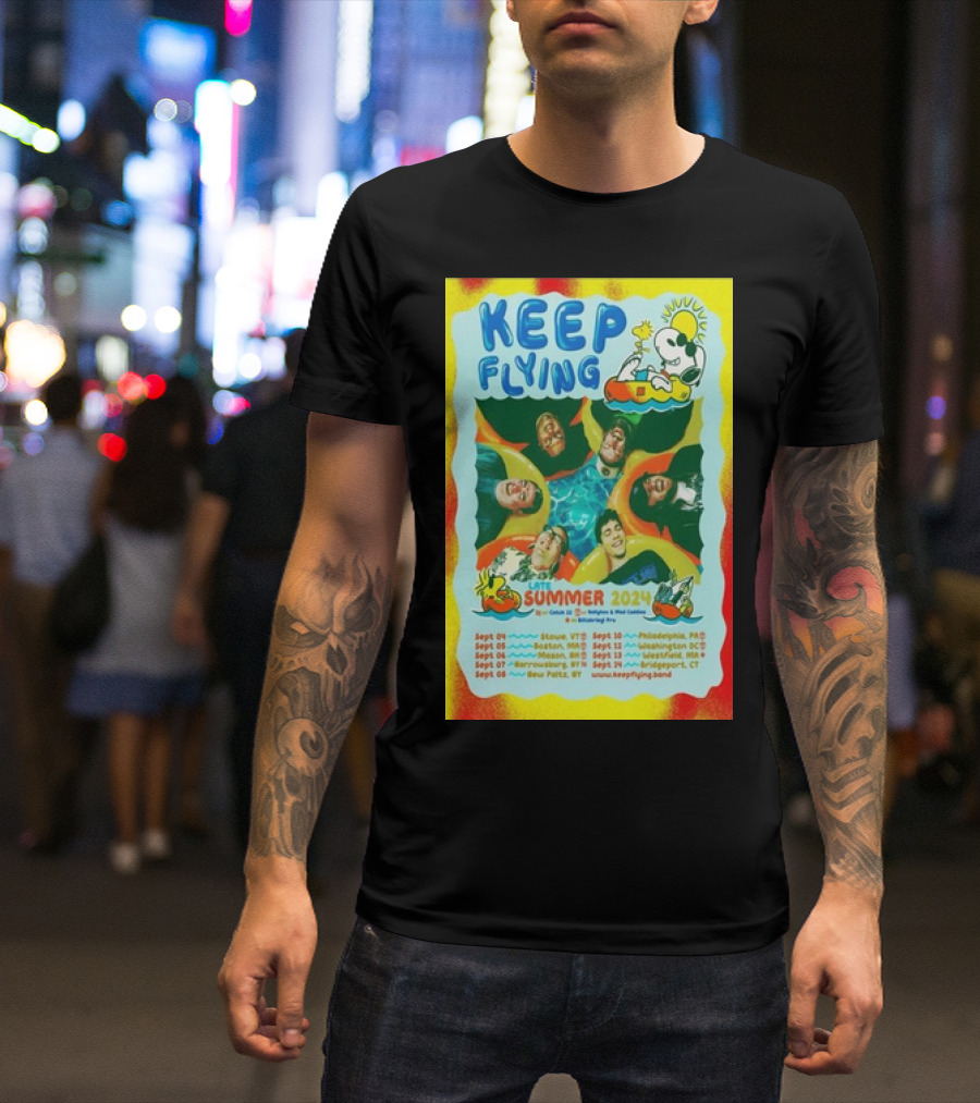 Keep Flying Peanuts Themed Late Summer Tour September 2024 Snoopy Woodstock Pool Party T-Shirt