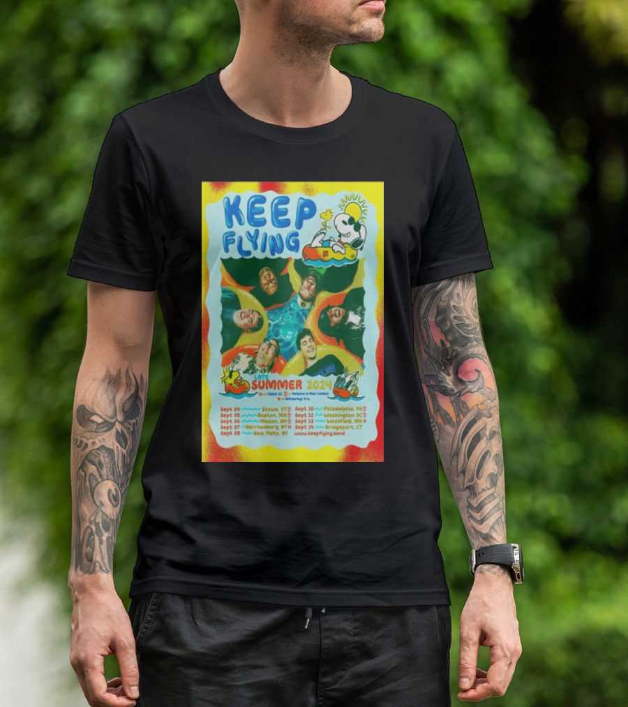 Keep Flying Peanuts Themed Late Summer Tour September 2024 Snoopy Woodstock Pool Party T-Shirt
