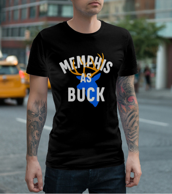 Memphis As Buck Blue Deer Head With Antlers T-Shirt