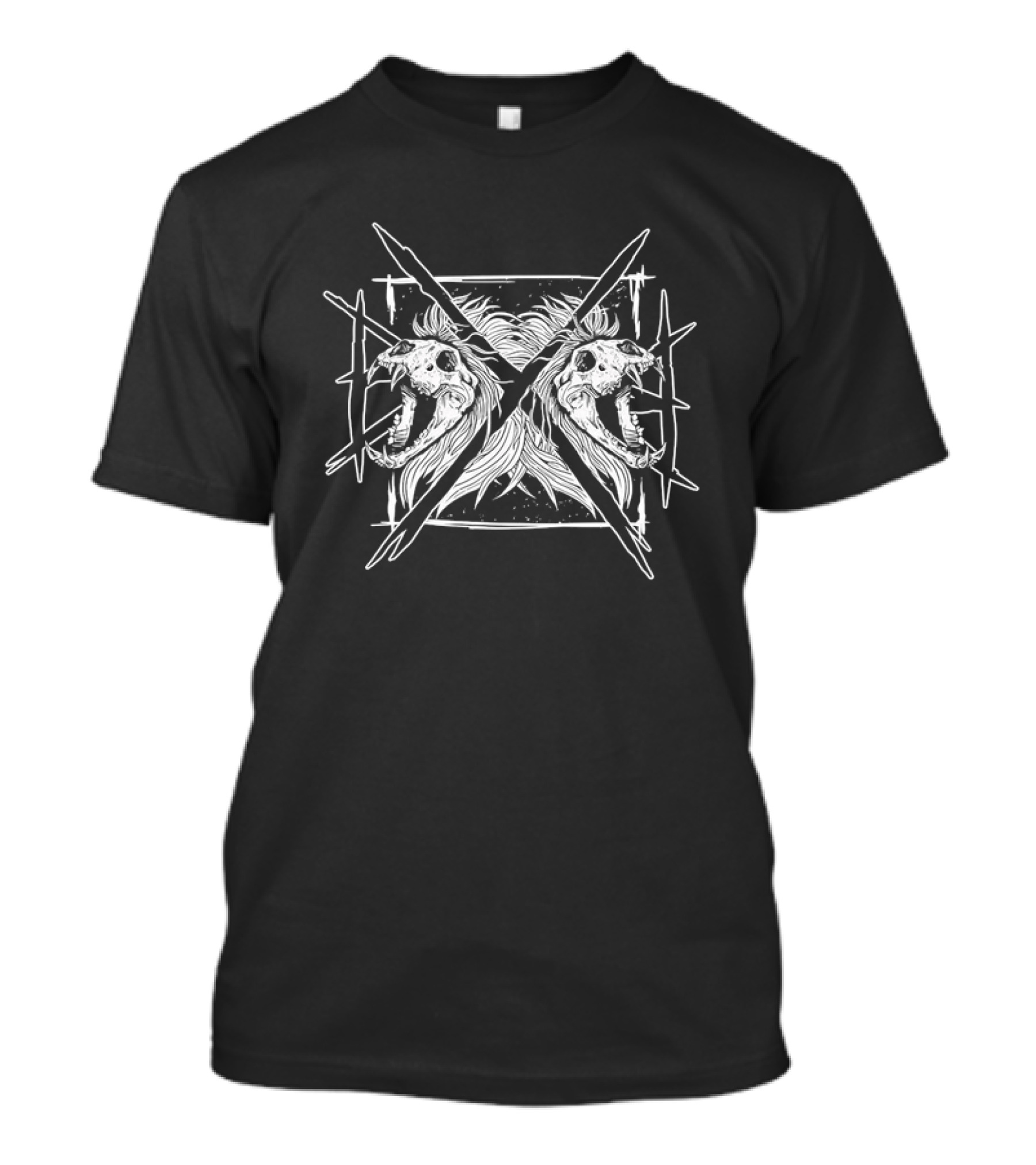 X Ten Year Anniversary Lion Skulls Crossed T-Shirt