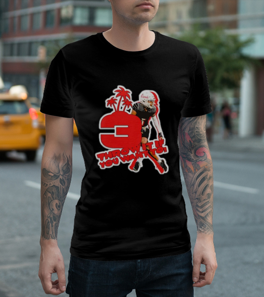Quincy Riley Number 3 Football Throw It If You Want To Palm Trees T-Shirt