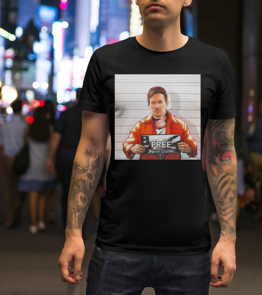 Free Pavel Durov Mugshot Cartoon T-Shirt