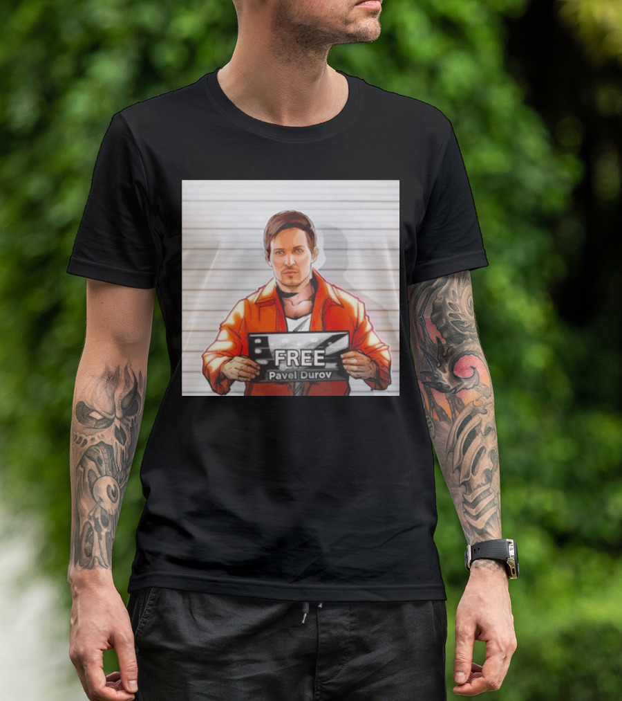 Free Pavel Durov Mugshot Cartoon T-Shirt