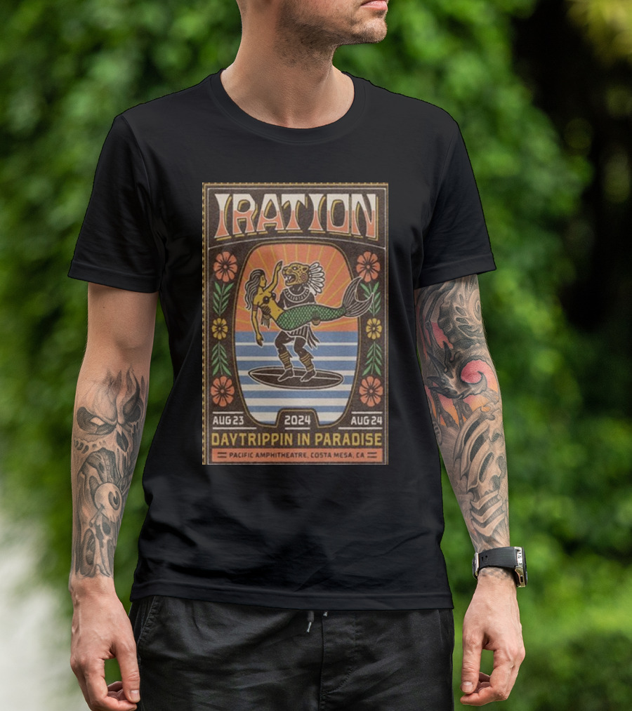 Iration August 23-24 2024 Daytrippin In Paradise Pacific Amphitheatre Costa Mesa CA T-Shirt