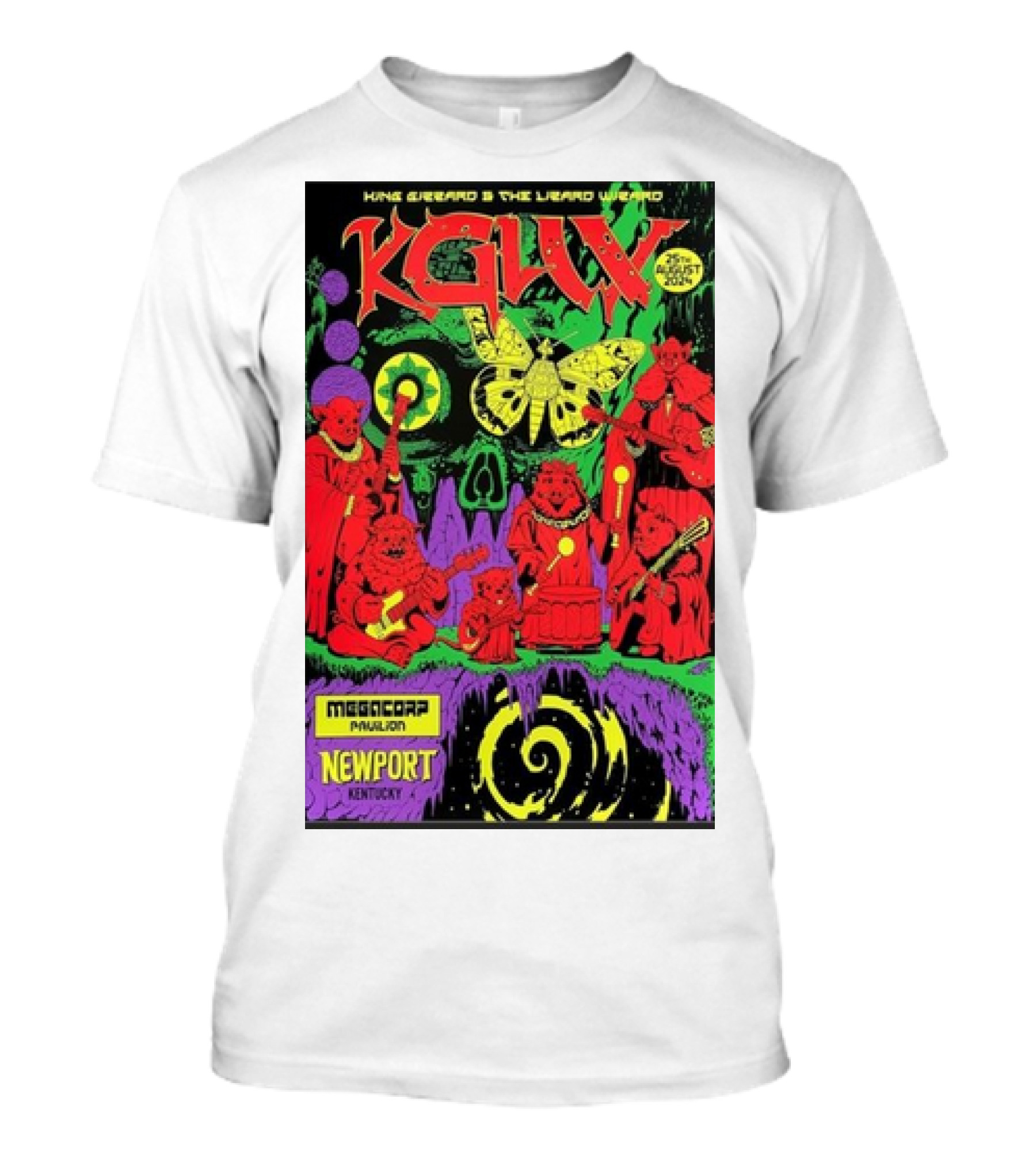 King Gizzard And The Lizard Wizard Aug 25 2024 Megacorp Pavilion Newport KY Concert Poster Psychedelic T-Shirt