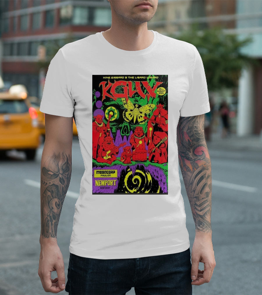 King Gizzard And The Lizard Wizard Aug 25 2024 Megacorp Pavilion Newport KY Concert Poster Psychedelic T-Shirt