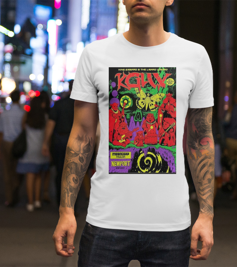 King Gizzard And The Lizard Wizard Aug 25 2024 Megacorp Pavilion Newport KY Concert Poster Psychedelic T-Shirt