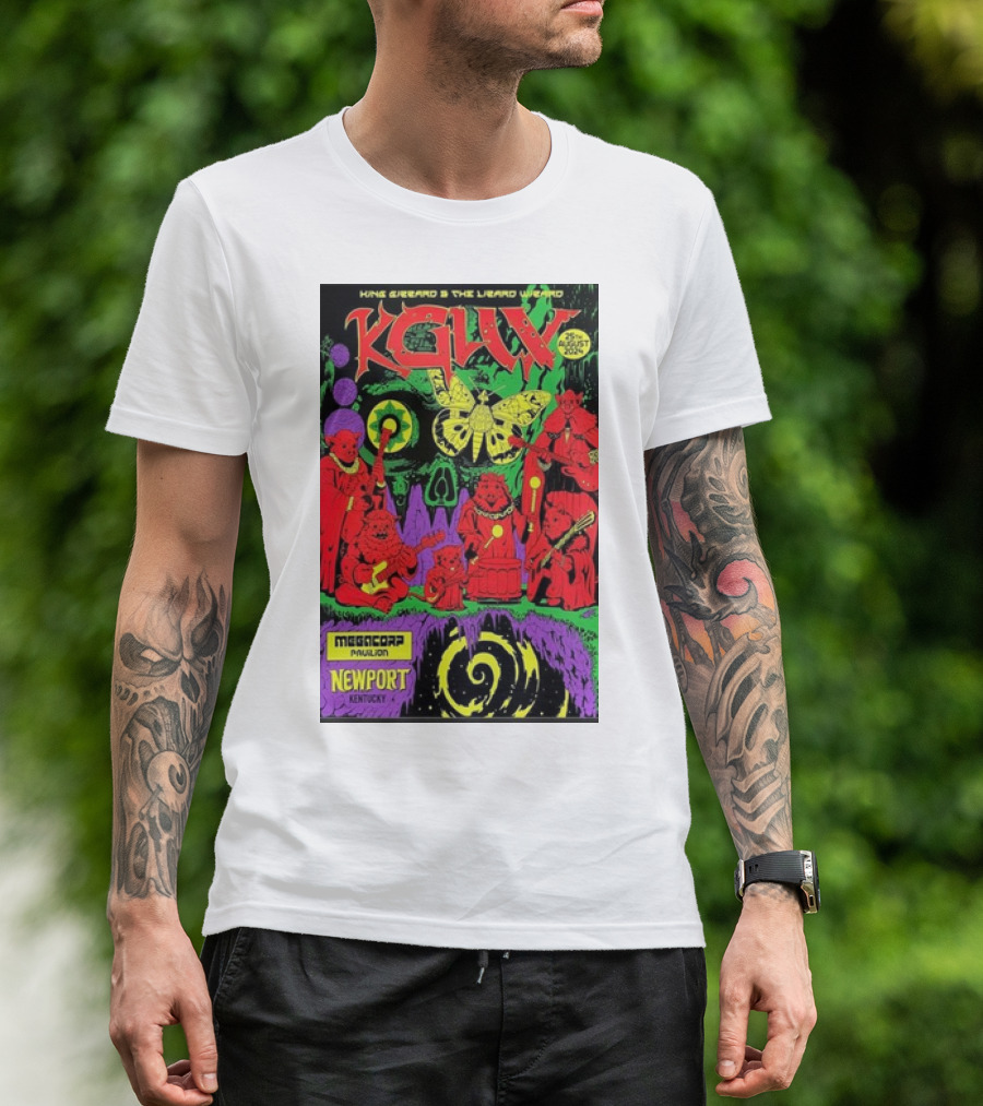 King Gizzard And The Lizard Wizard Aug 25 2024 Megacorp Pavilion Newport KY Concert Poster Psychedelic T-Shirt
