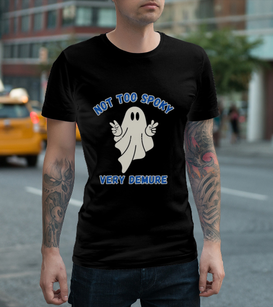 Not Too Spooky Very Demure Peace Sign Ghost Halloween T-Shirt