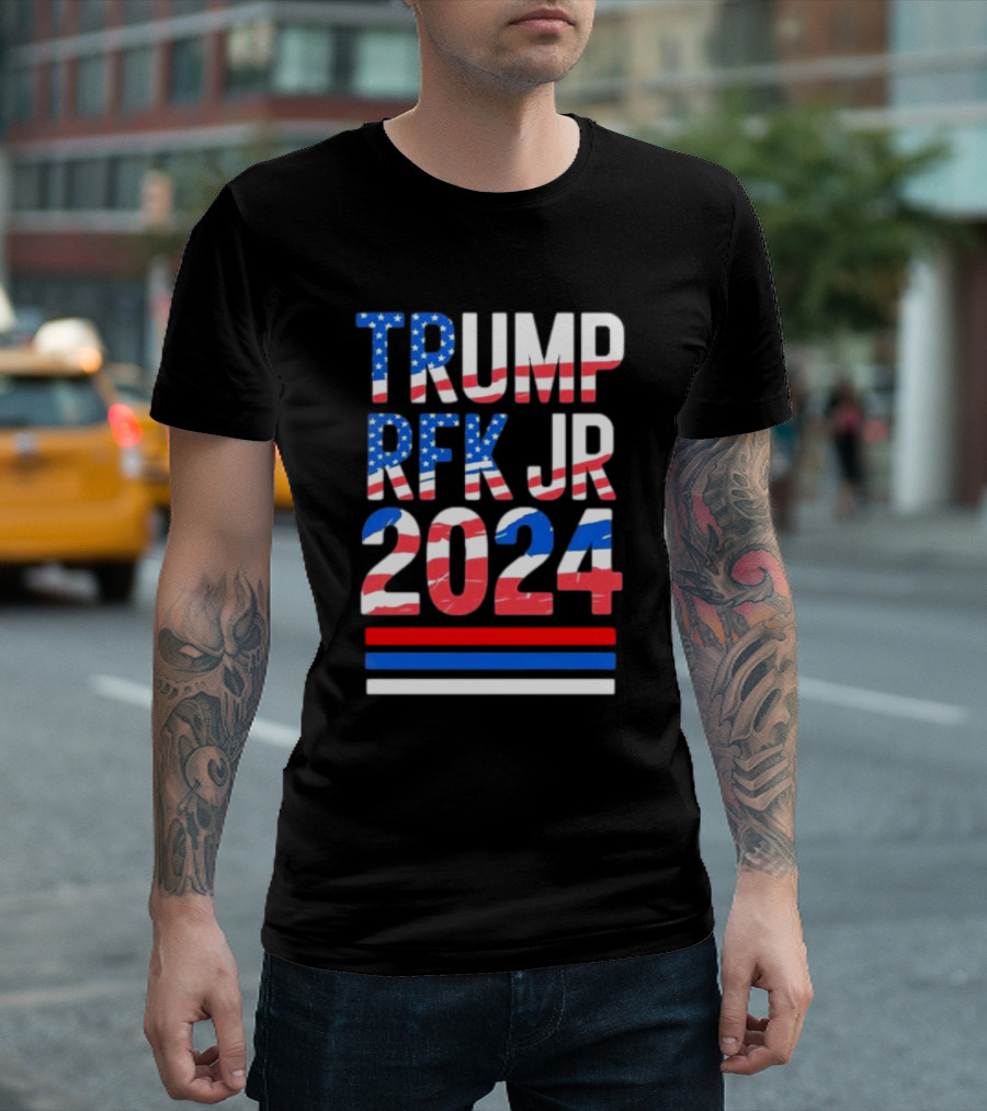 Trump RFK Jr 2024 American Flag Theme Patriotic Election Campaign T-Shirt