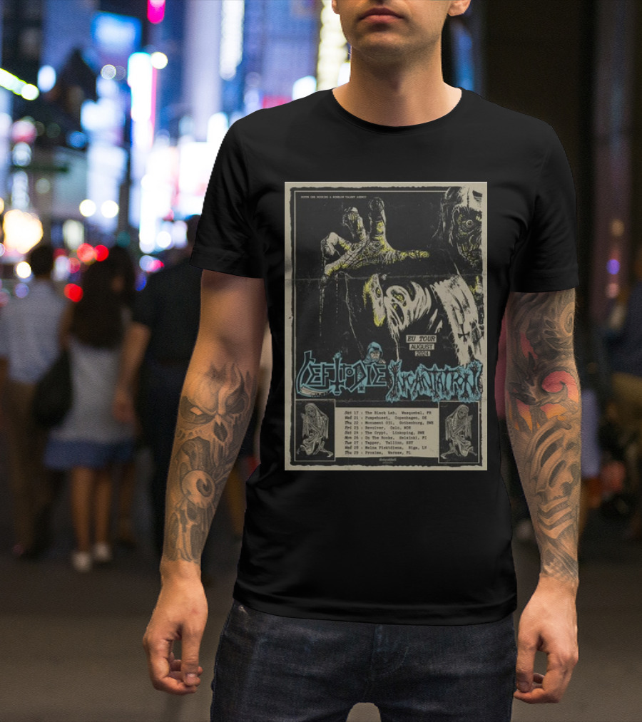 Left To Die Incantation EU Tour August 2024 Concert Poster Zombie T-Shirt