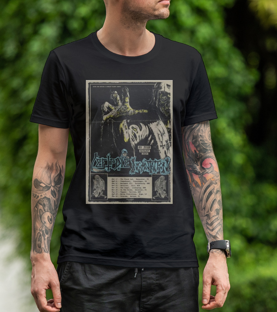 Left To Die Incantation EU Tour August 2024 Concert Poster Zombie T-Shirt