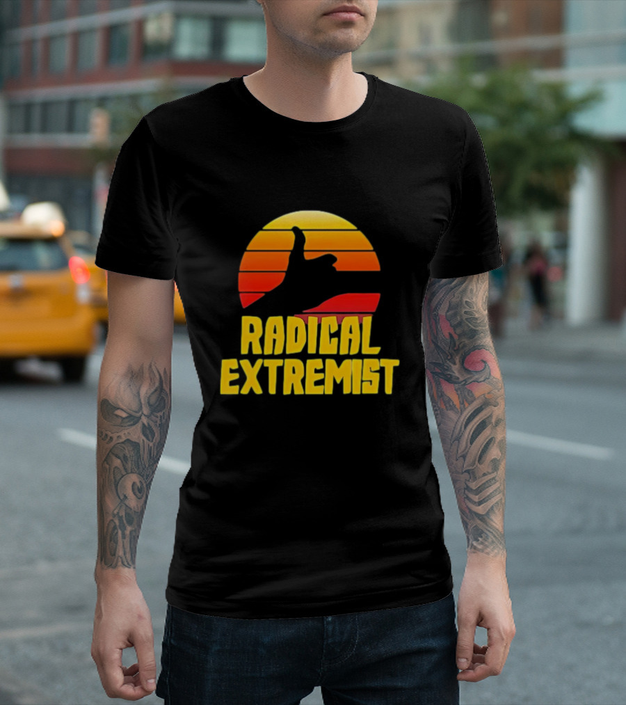 Radical Extremist Vintage Sunset Shaka Hand Gesture T-Shirt
