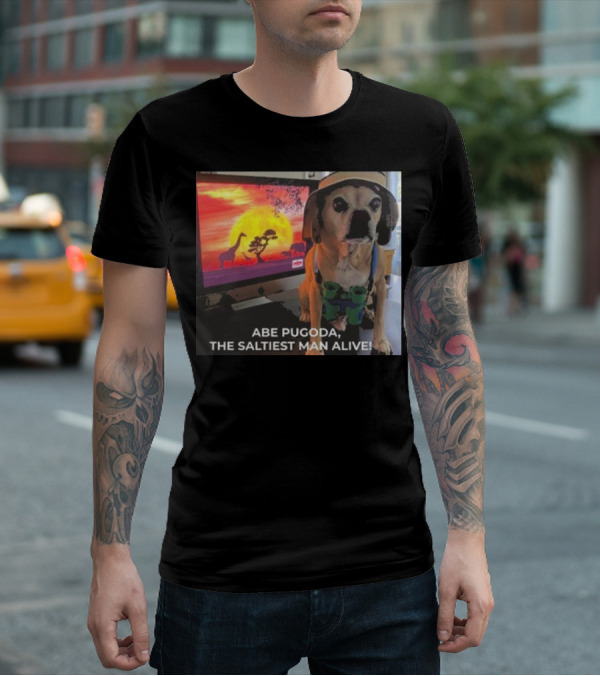 Abe Pugoda The Saltiest Man Alive Funny Pug Safari Adventure T-Shirt