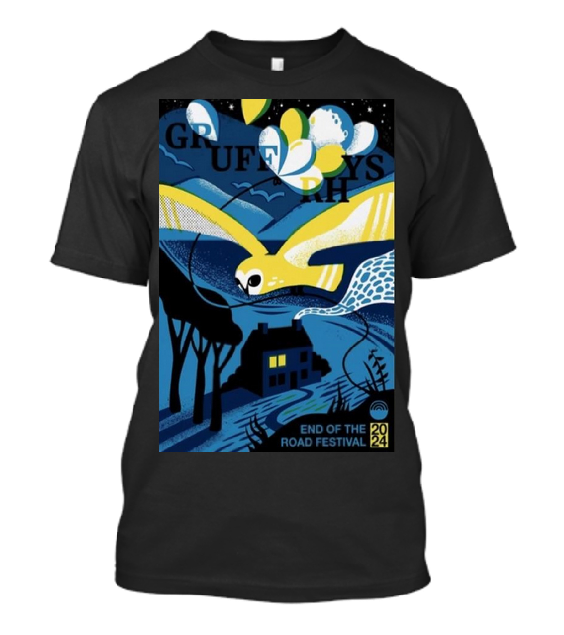 Gruff Rhys End Of The Road Festival Aug 29-Sep 1 2024 Vibrant Night Bird Scene T-Shirt