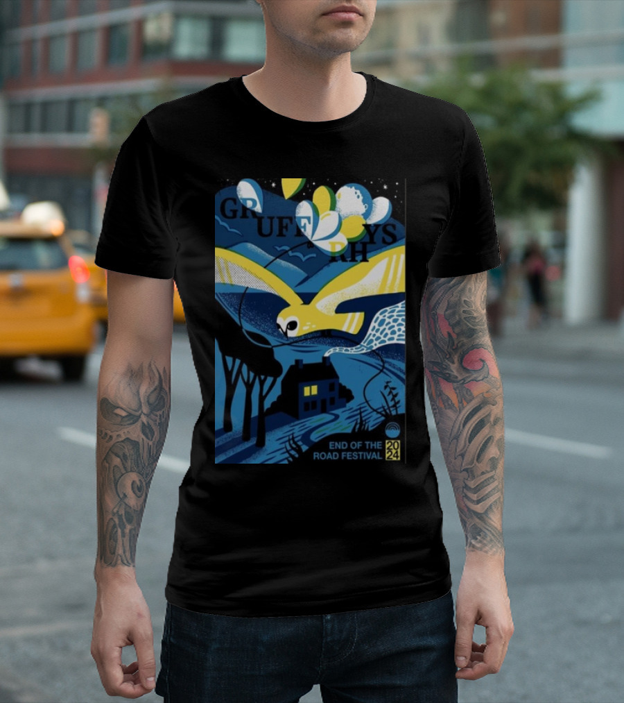 Gruff Rhys End Of The Road Festival Aug 29-Sep 1 2024 Vibrant Night Bird Scene T-Shirt