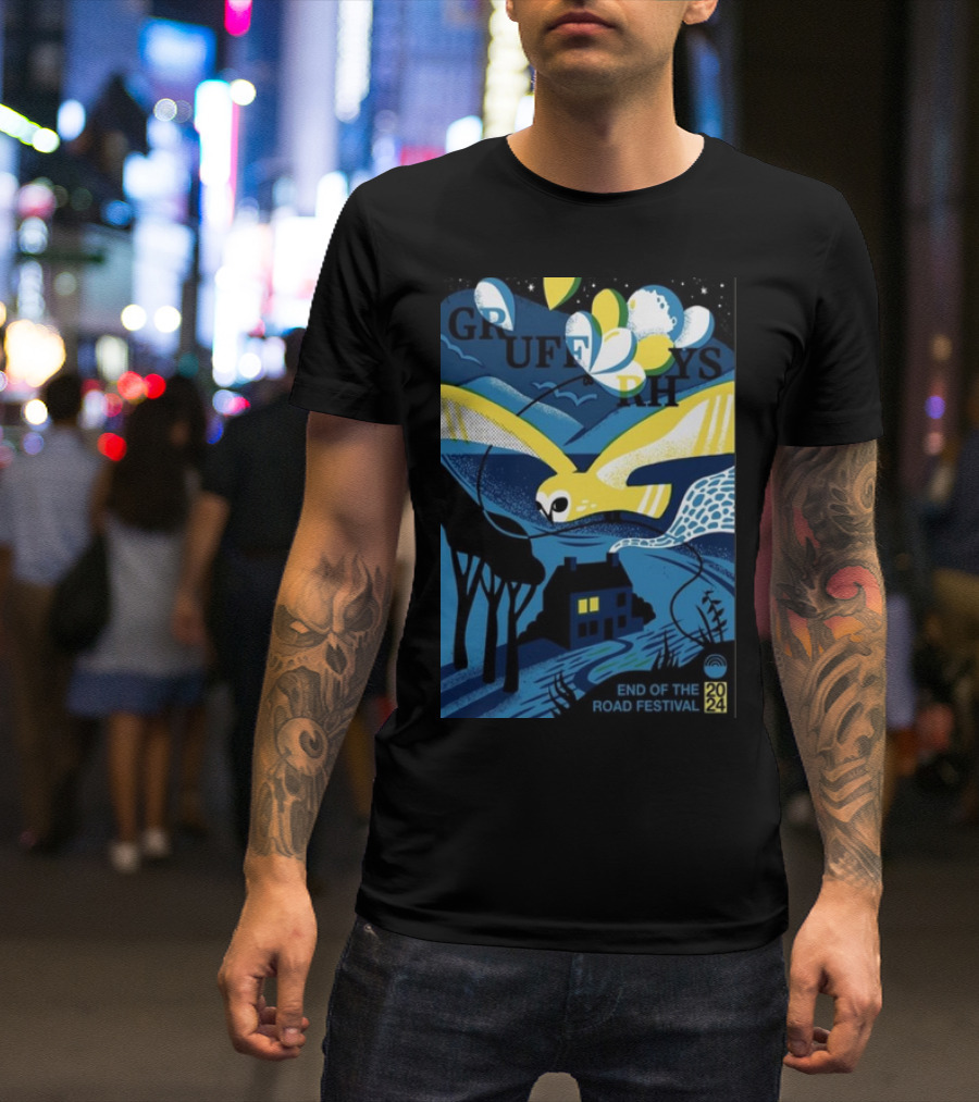 Gruff Rhys End Of The Road Festival Aug 29-Sep 1 2024 Vibrant Night Bird Scene T-Shirt