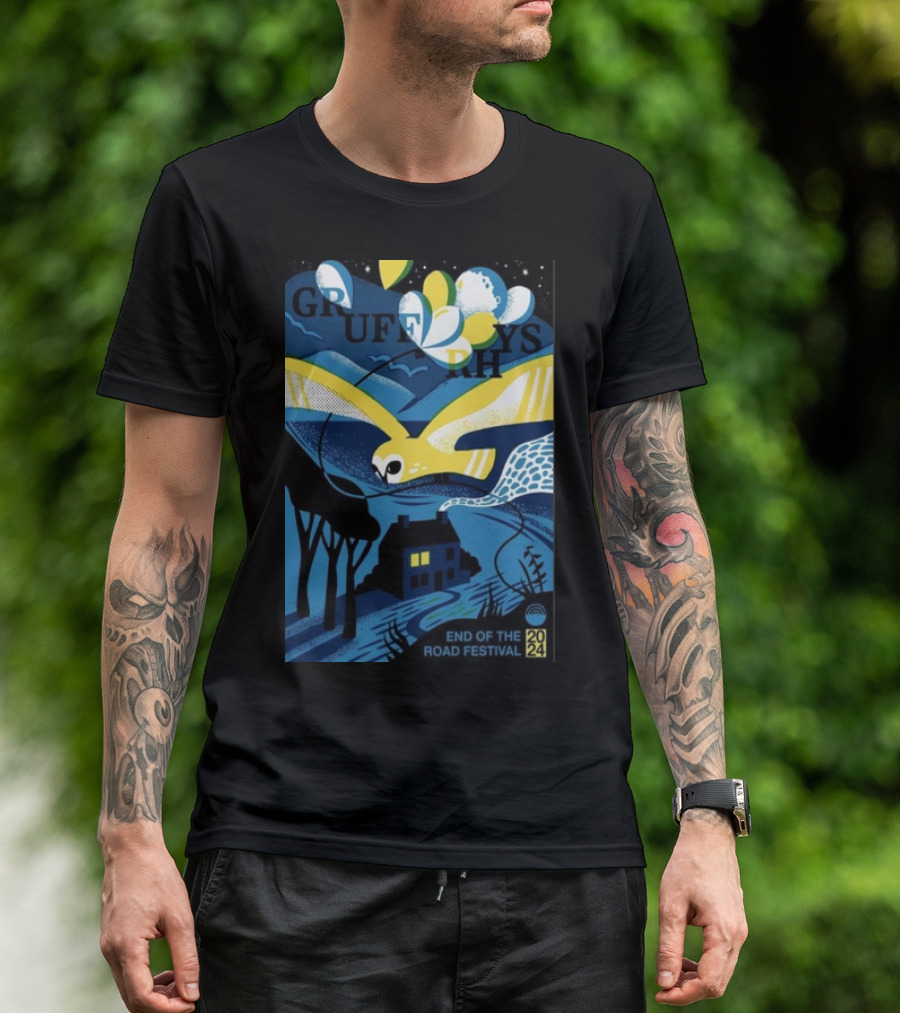 Gruff Rhys End Of The Road Festival Aug 29-Sep 1 2024 Vibrant Night Bird Scene T-Shirt