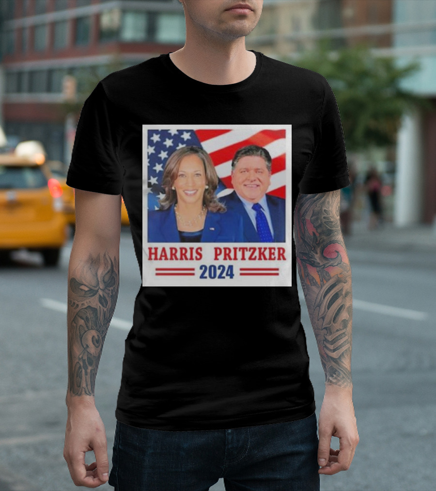 Harris Pritzker 2024 USA Flag Election Campaign T-Shirt