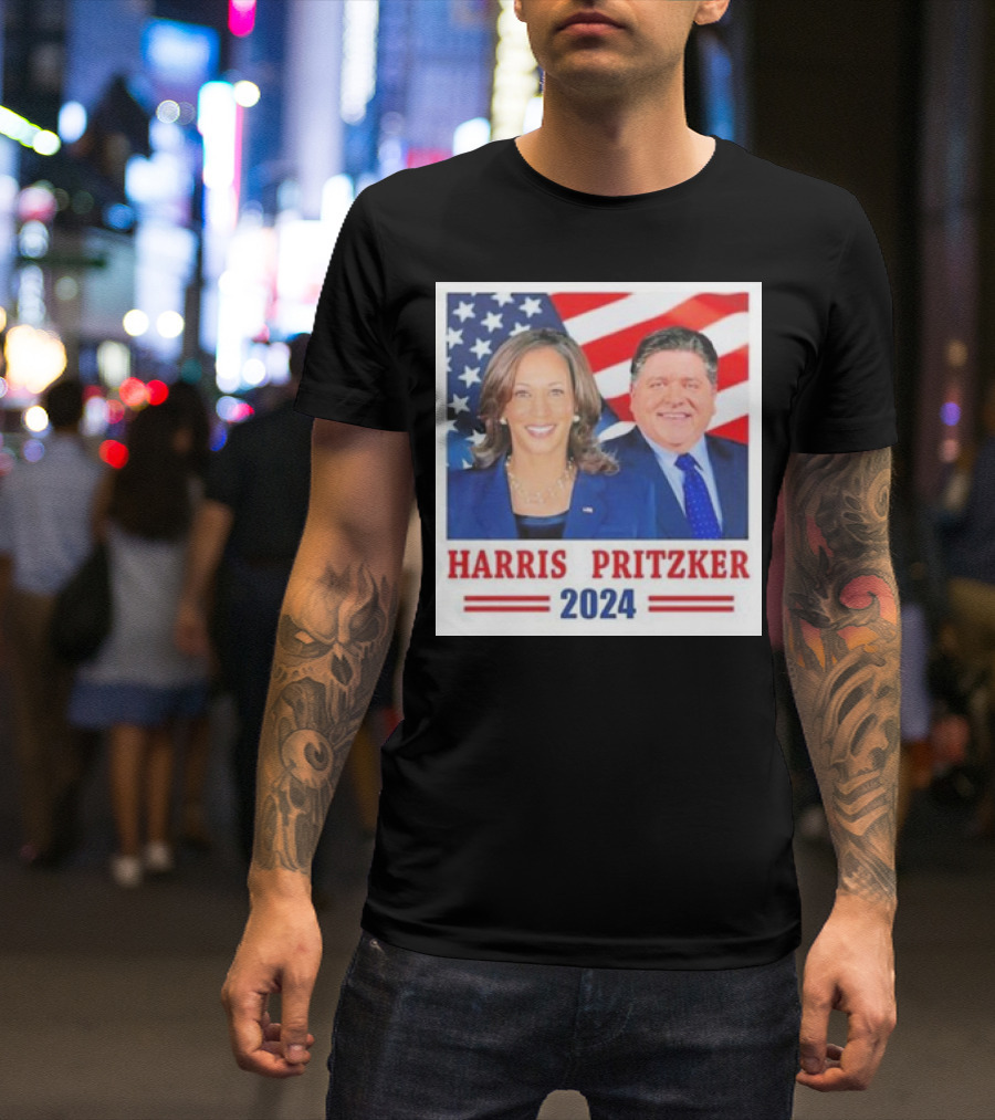 Harris Pritzker 2024 USA Flag Election Campaign T-Shirt
