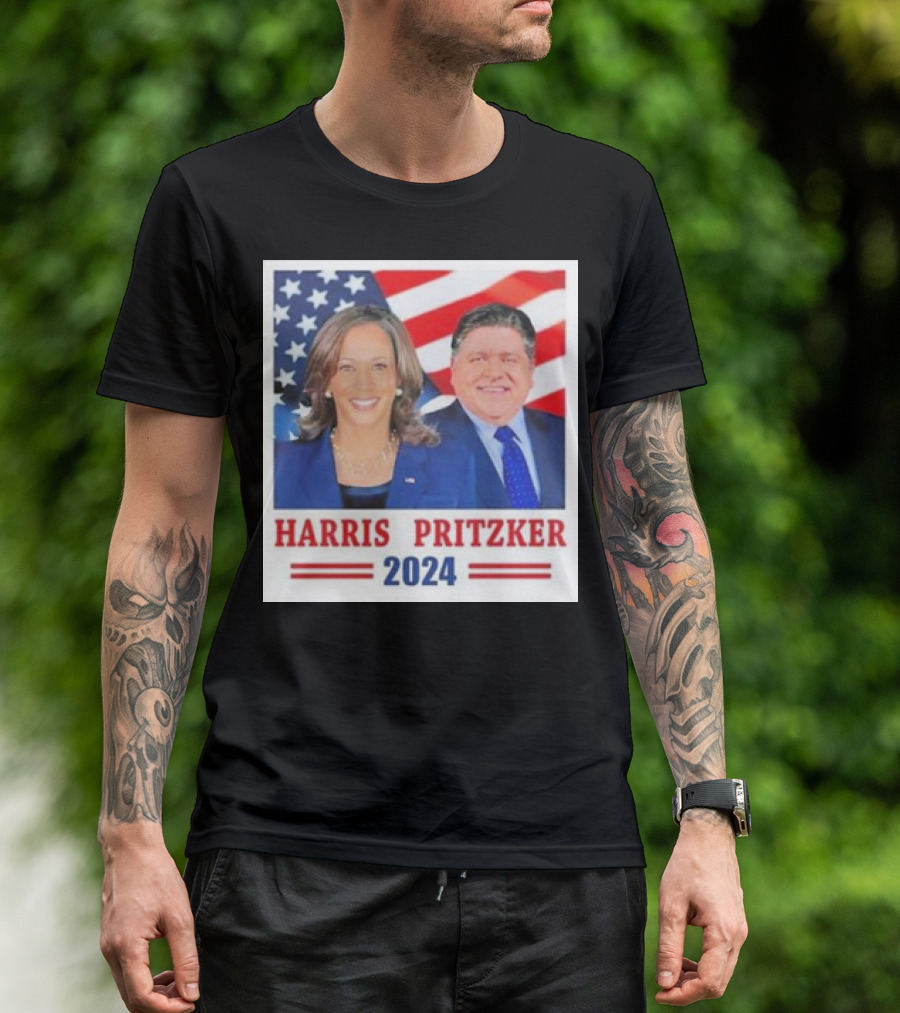 Harris Pritzker 2024 USA Flag Election Campaign T-Shirt
