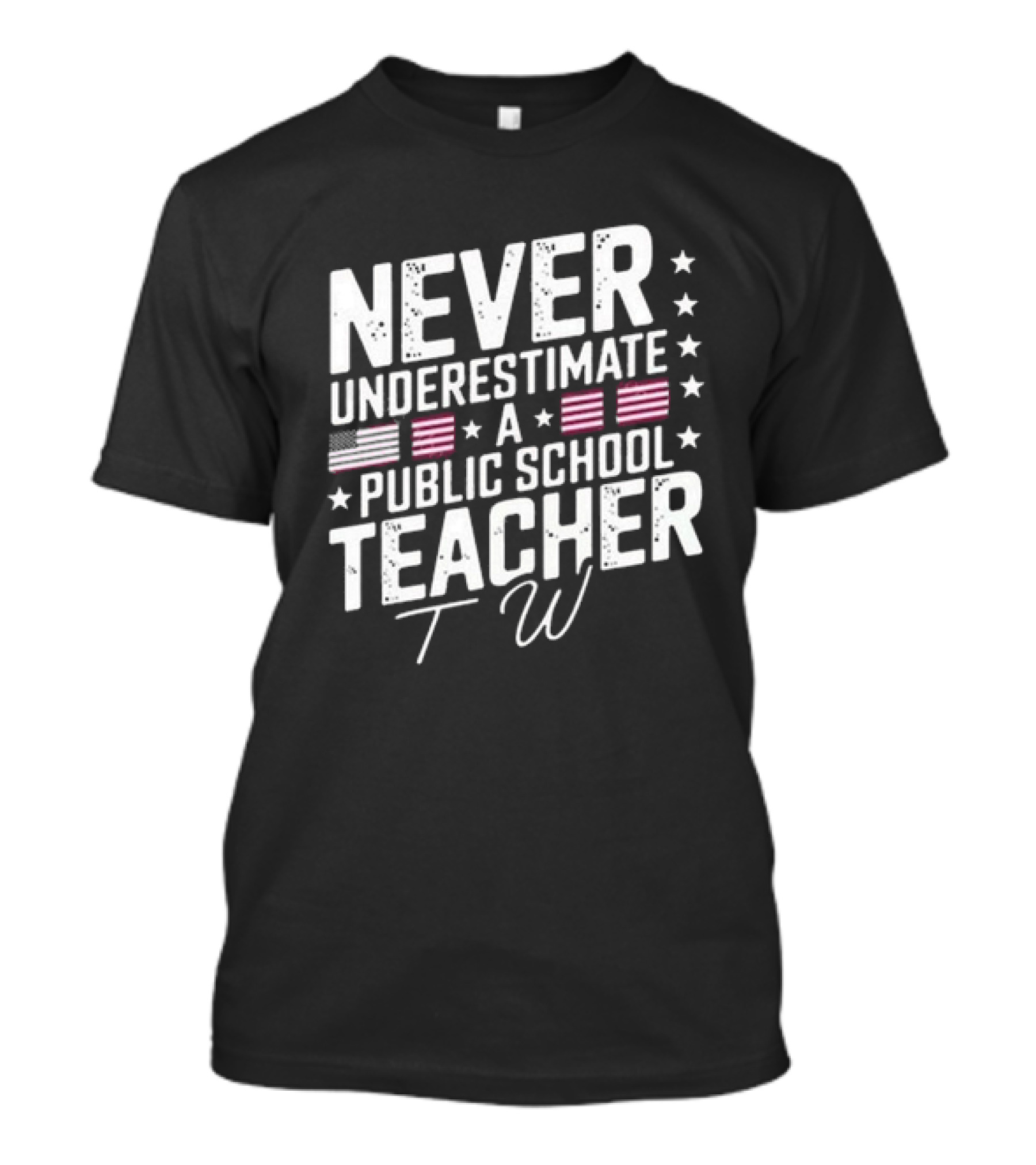 Never Underestimate A Public School Teacher American Flag Stars T-Shirt