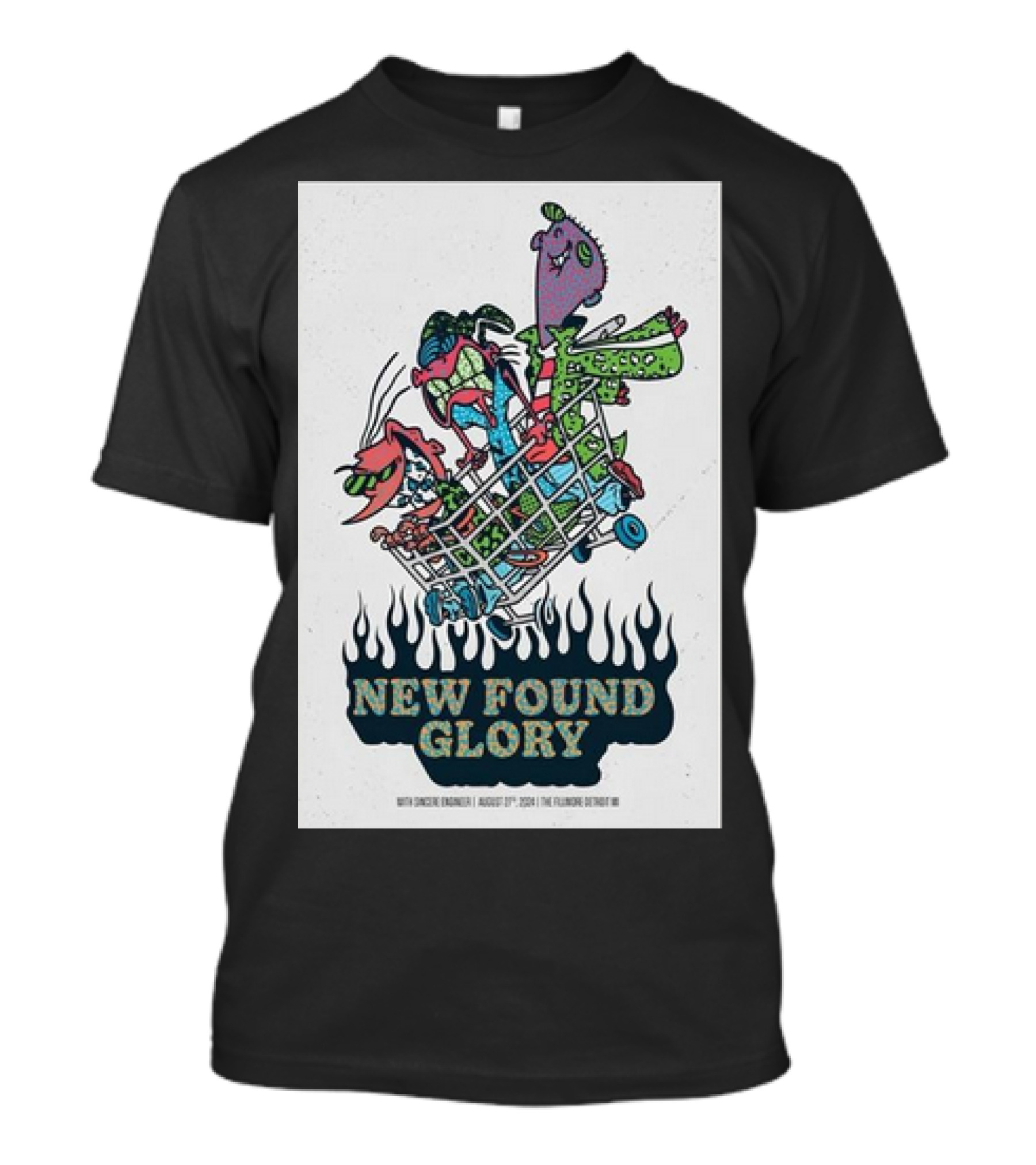 New Found Glory Concert August 27th 2024 The Fillmore Detroit MI Rugrats Characters In Shopping Cart T-Shirt