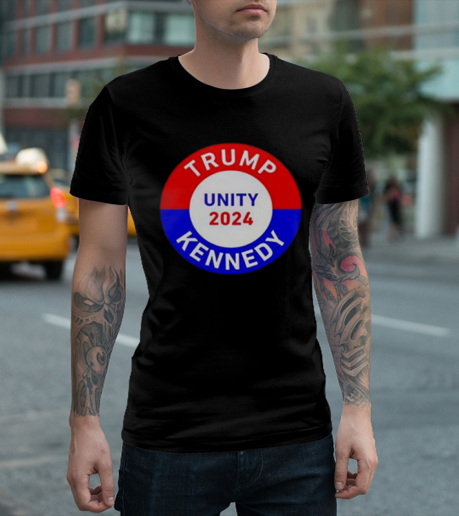 Trump Kennedy Unity 2024 Emblem with Red White and Blue Circular Motif T-Shirt