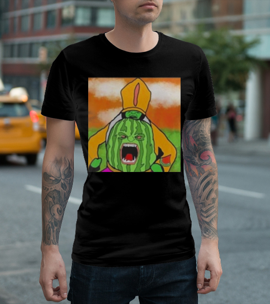 Angry Watermelon Priest In Colorful Robes T-Shirt