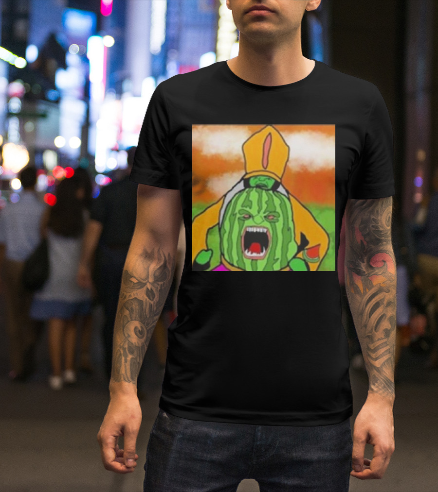 Angry Watermelon Priest In Colorful Robes T-Shirt
