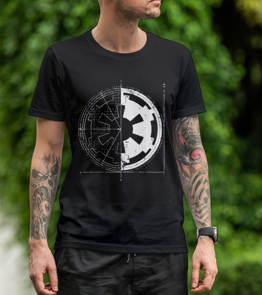 Galactic Empire Emblem Blueprint Schematic Diagram T-Shirt