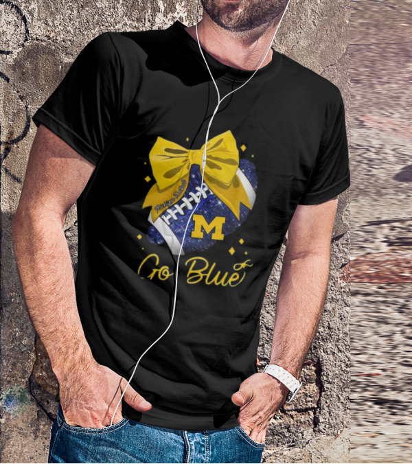 Michigan Wolverines Football Go Blue Bow Girl Michigan Proud T-Shirt