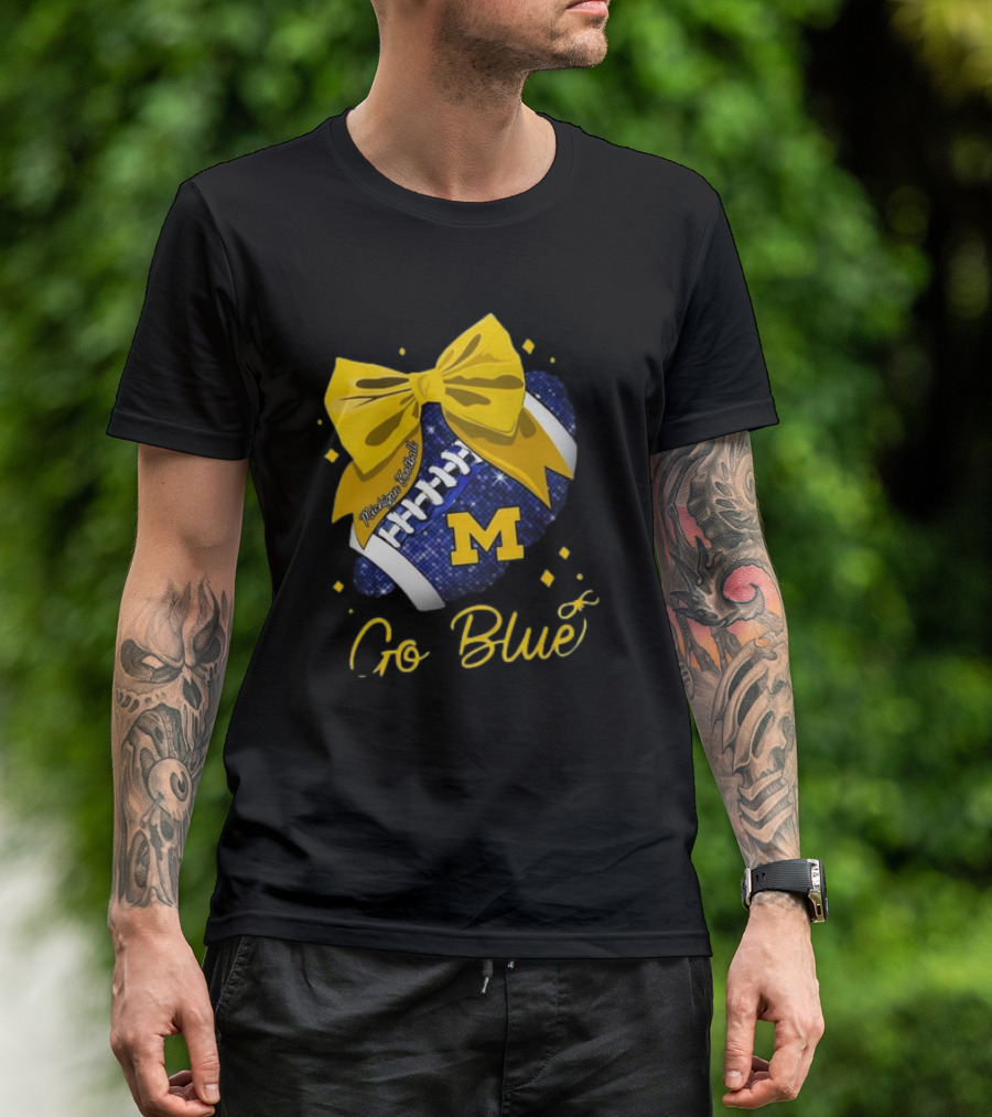 Michigan Wolverines Football Go Blue Bow Girl Michigan Proud T-Shirt