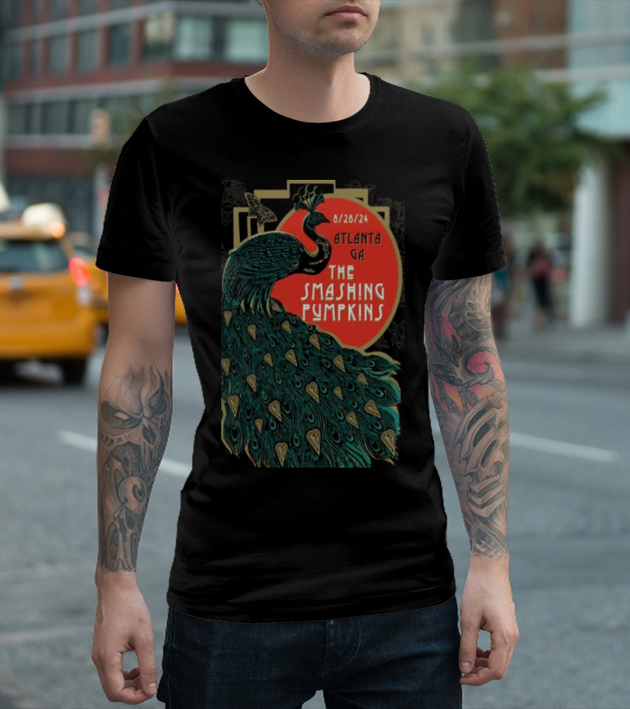 The Smashing Pumpkins Atlanta GA August 28 2024 Peacock Art Nouveau T-Shirt