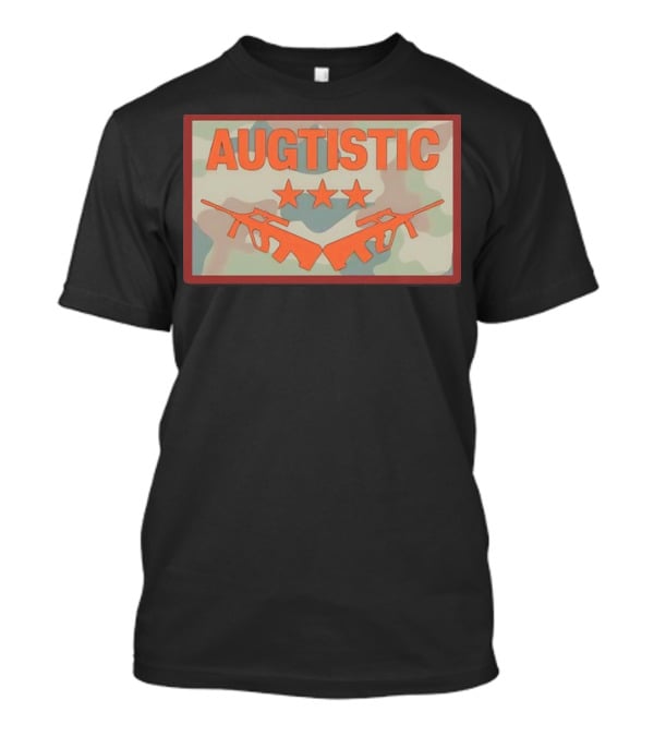 AUGTISTIC Stars And Rifles On Camouflage Background T-Shirt