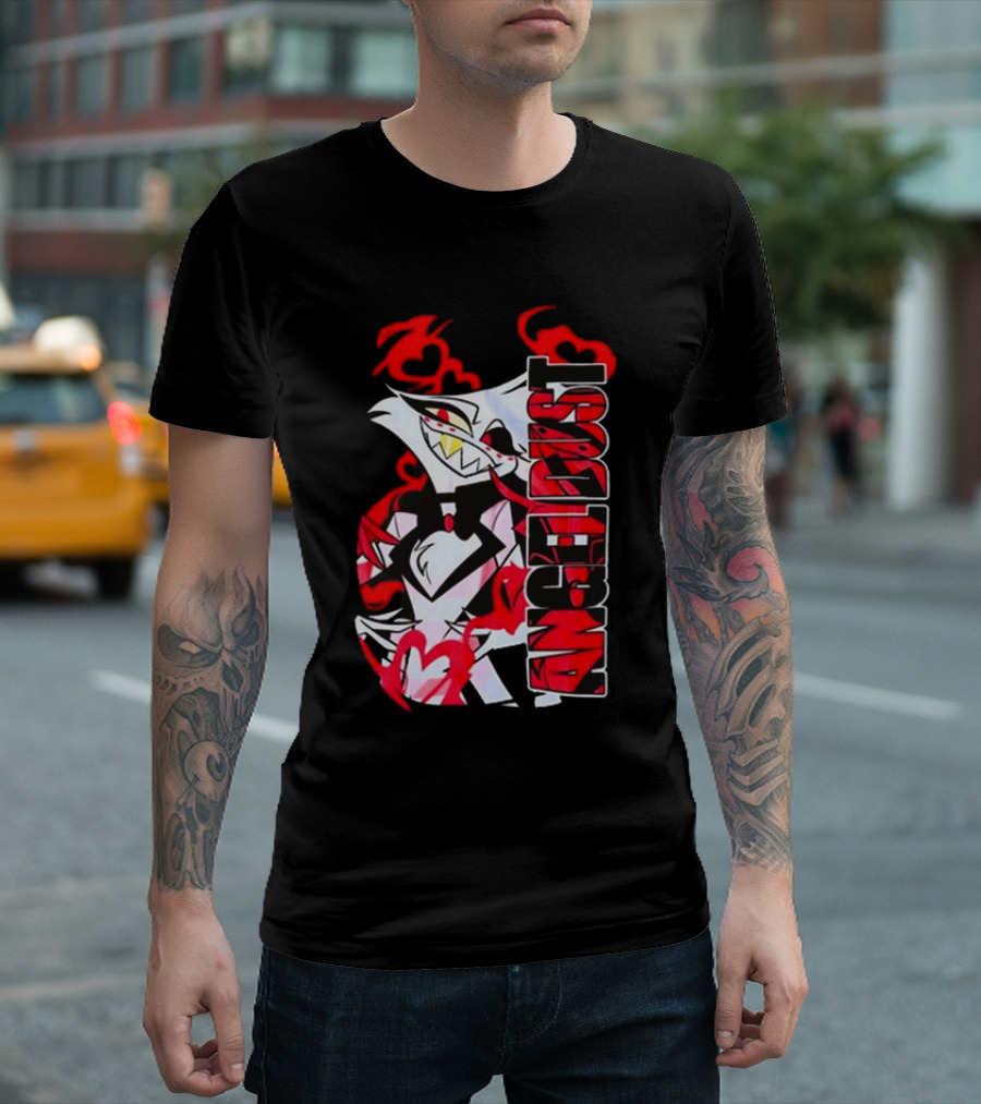 Hazbin Hotel Angel Dust Character With Red Flames T-Shirt