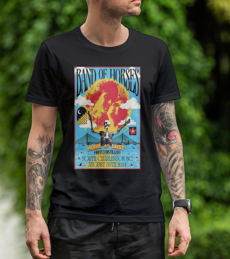 Band Of Horses Home At Last August 30 2024 Firefly Distillery North Charleston SC T-Shirt
