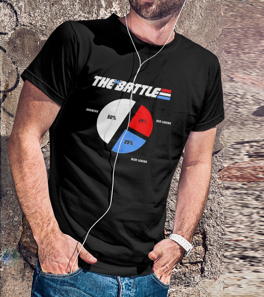 GI Joe Knowing Is Half The Battle Pie Chart Red Lasers Blue Lasers T-Shirt