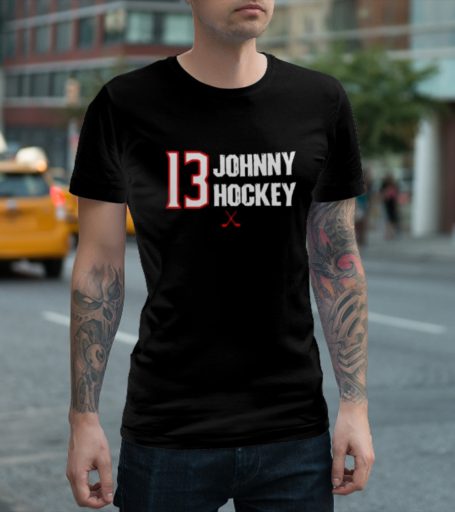 13 Johnny Hockey CBJ Artillery Hockey Sticks T-Shirt