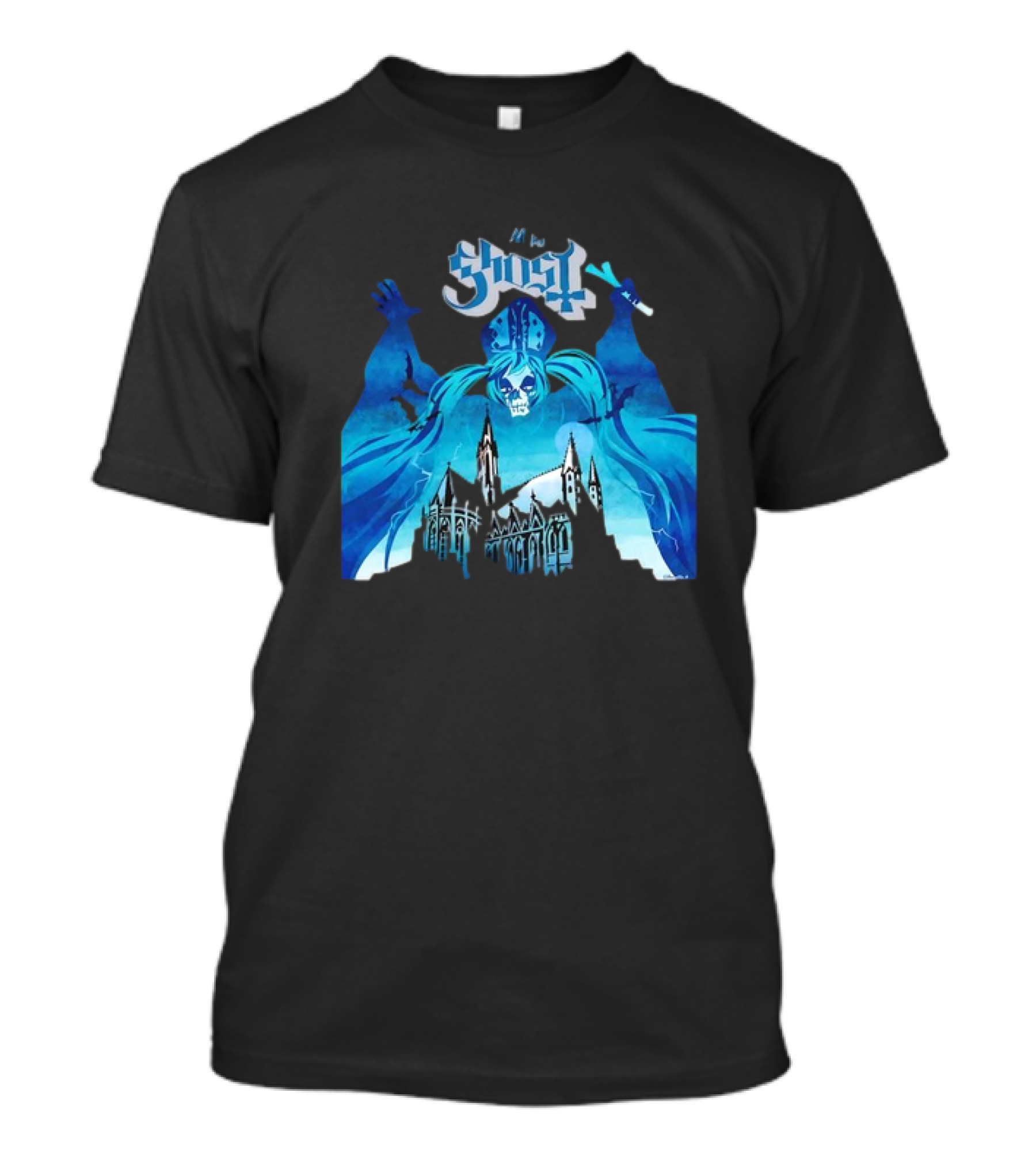 Ghost Miku Halloween Spooky Cathedral Scene T-Shirt